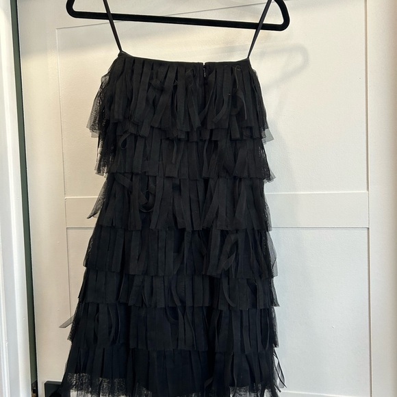 Ann Taylor Black Fringe layered Dress size 0 - Picture 5 of 5